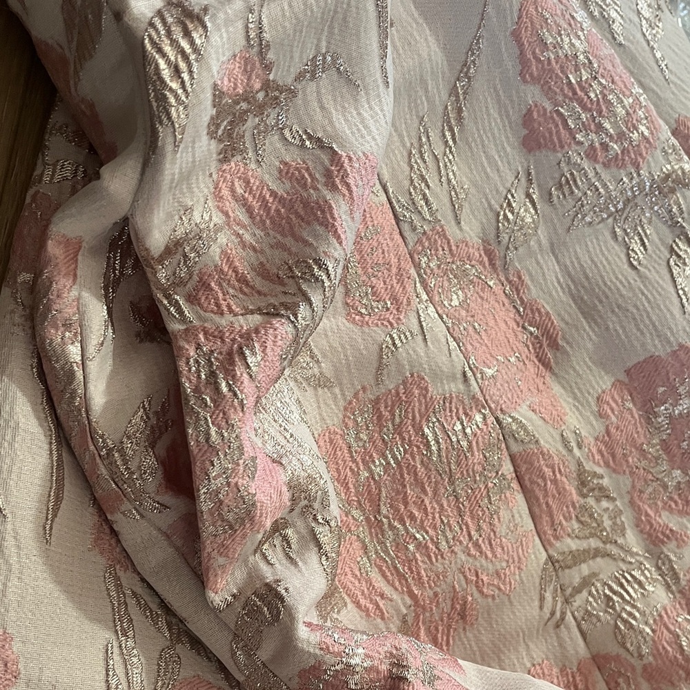 Lipsy Pink and Cream Floral Jacquard Fit & Flare Dress - Picture 6 of 6